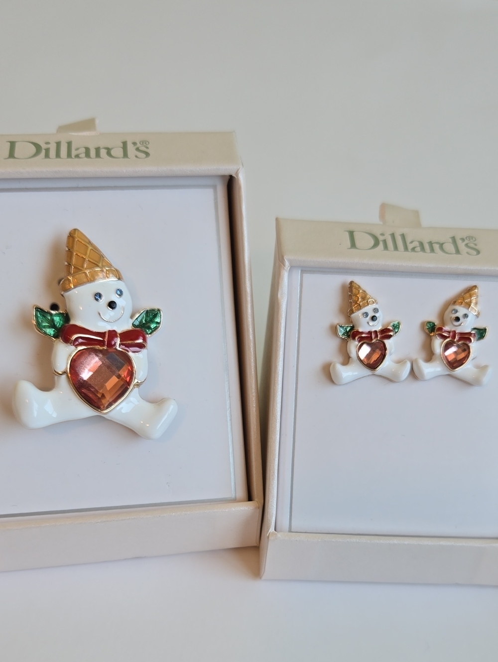 Dillard’s Whimsical Character Brooch & Earrings Set NEW
